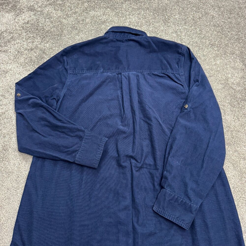 Lands' End Pinwale Corduroy Button Down Midi Shirt Dress Womens Large Navy Blue - Picture 15 of 16